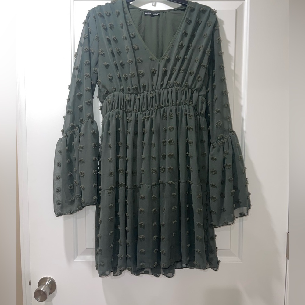 SHEIN Swiss Dot Flounce sleeve dress